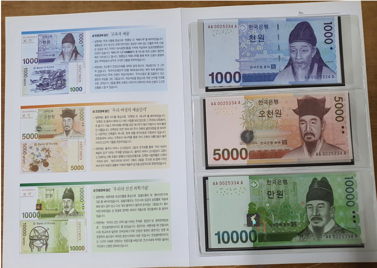 빠른 AA0025334A 3쌍둥이 지페첩 빠른 AA00253346A 1만원,5천원,1천원 3쌍둥이 지페첩