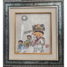 아기업고 광주리 인 여인