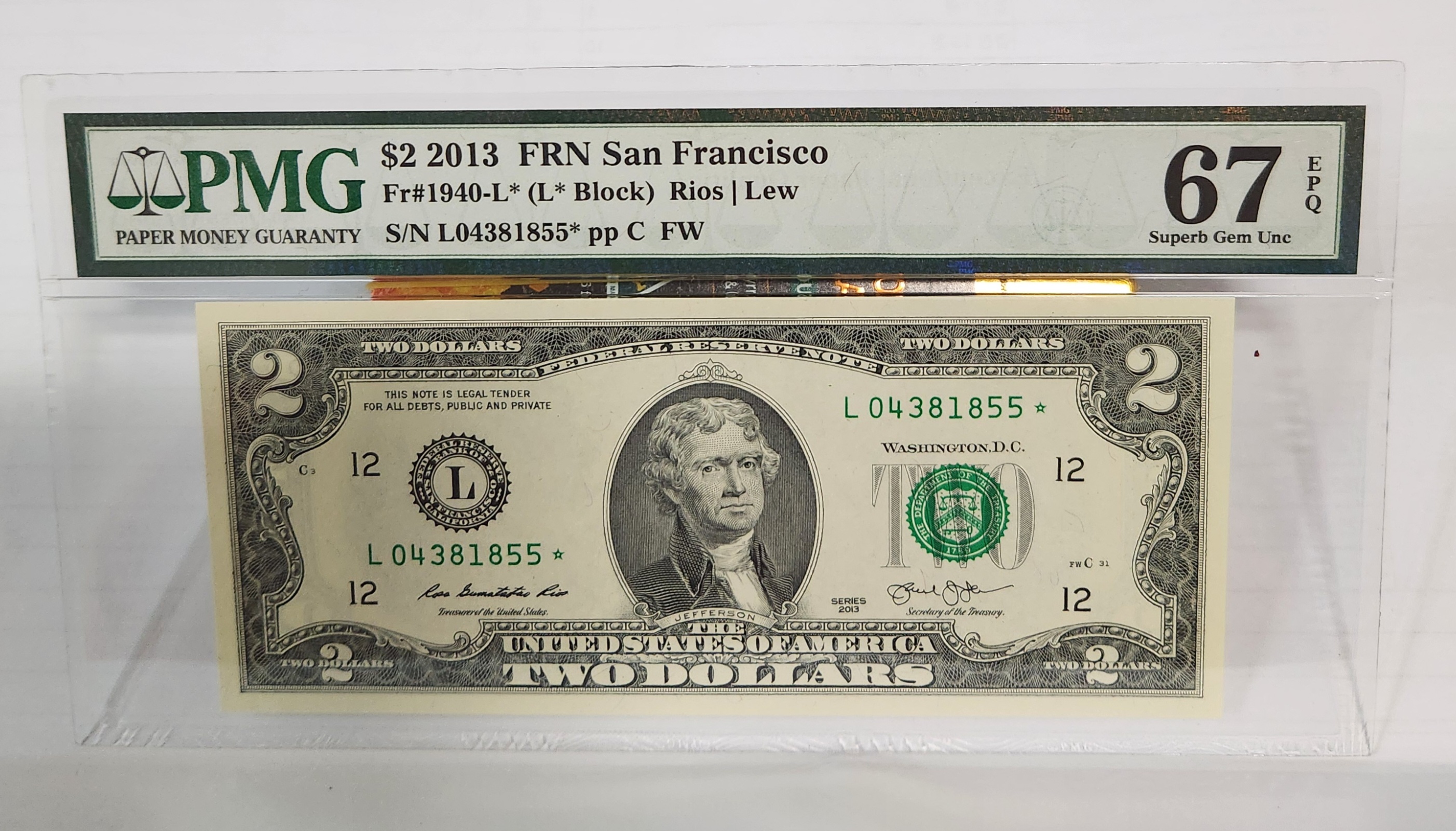 2013년 2달러 스타노트67등급