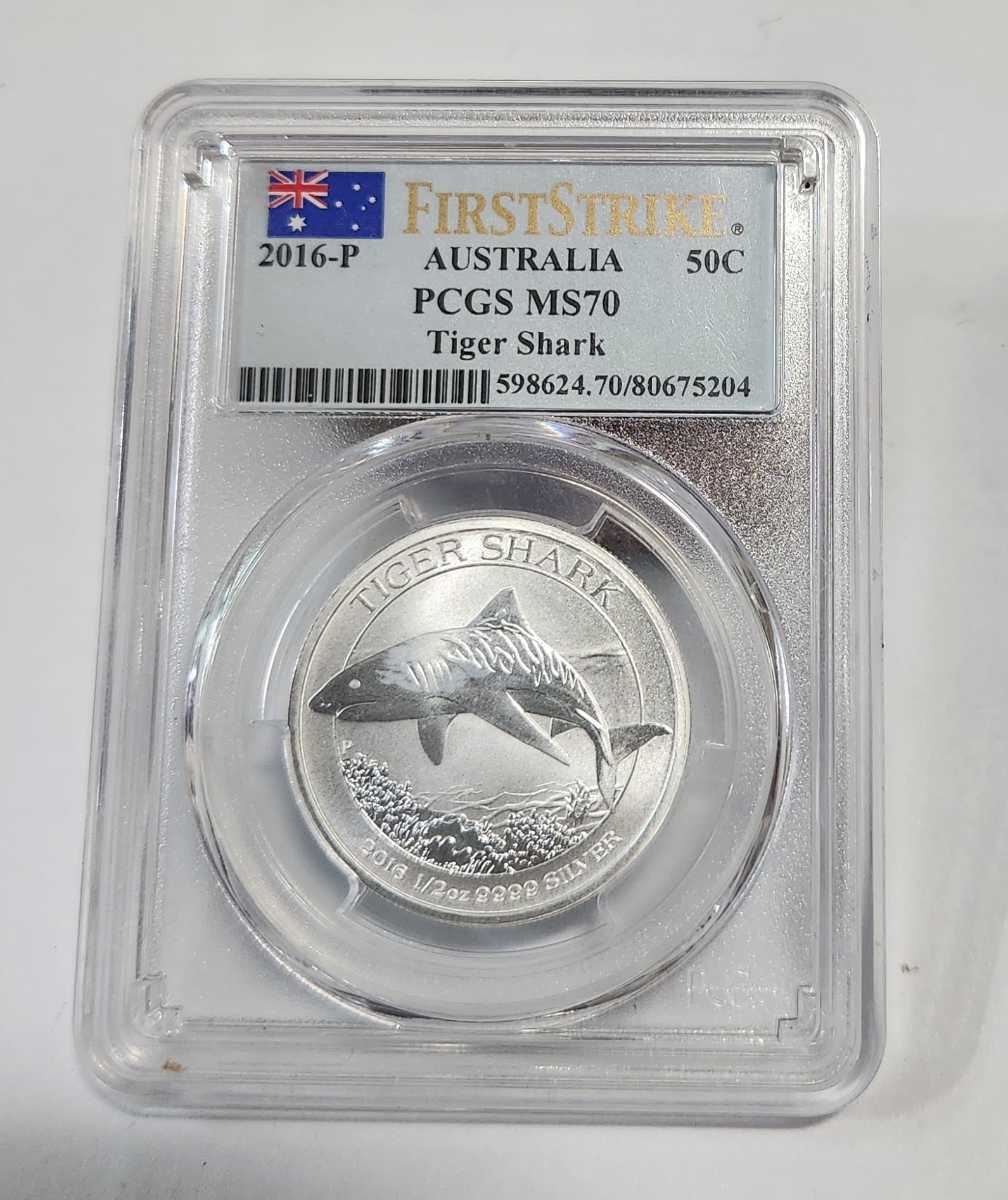 2016년 호주Tiger Shark50센트/MS70등급